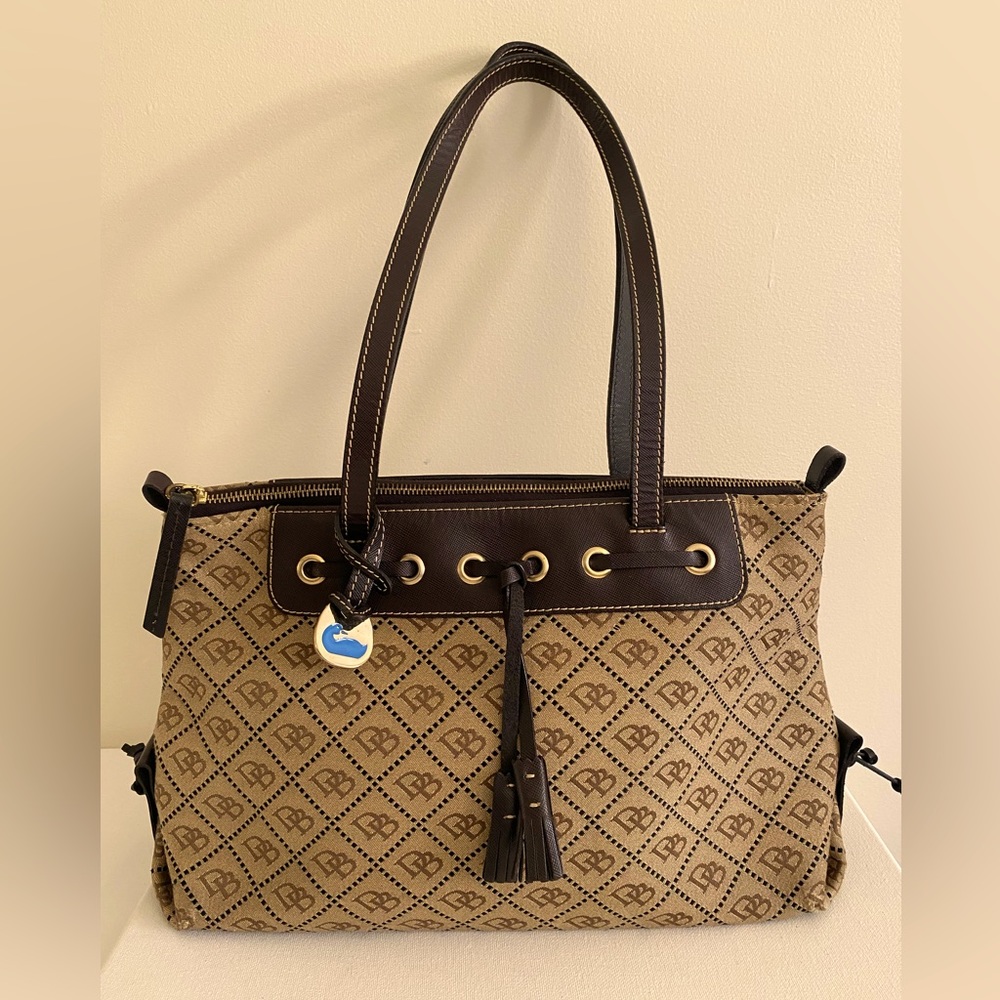 Dooney & Bourne classic Initial Brown and Tan hand bag / shoulder bag